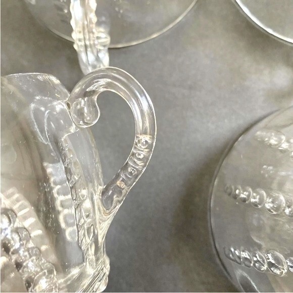 Vintage Federal Depression Clear Glass Columbia Pattern Tea Coffee Cups Set Of 4 - Picture 4 of 9